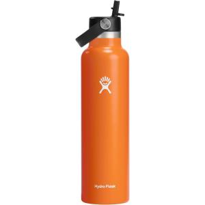 imageHydro Flask 24 Oz Stainless Steel Standard Mouth Water Bottle with Flex Straw Cap and DoubleWall Vacuum InsulationMesa Orange