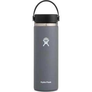 imageHydro Flask Wide Mouth vacuum insulated stainless steel water bottle with leakproof closeable lid for cold water drinks sports travel car and schoolStone