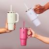 imageHydro Flask 40 Oz Travel Tumbler with Handle Lid and Straw  Insulated Stainless Steel in Jelly PinkAloe