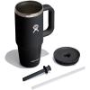 imageHydro Flask 40 Oz Travel Tumbler with Handle Lid and Straw  Insulated Stainless Steel in Jelly PinkBlack