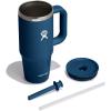 imageHydro Flask 40 Oz Travel Tumbler with Handle Lid and Straw  Insulated Stainless Steel in Jelly PinkIndigo