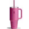 imageHydro Flask 40 Oz Travel Tumbler with Handle Lid and Straw  Insulated Stainless Steel in Jelly PinkReef
