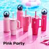 imageHydro Flask 40 Oz Travel Tumbler with Handle Lid and Straw  Insulated Stainless Steel in Jelly PinkZinnia