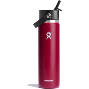 imageHydro Flask 32 Oz Wide Flex Straw Cap Bottle  Insulated Stainless Steel  Wide Straw Lid Non Spill Leakproof in Jelly PinkBerry