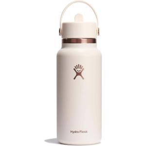 imageHydro Flask 32 Oz Wide Flex Straw Cap Bottle  Insulated Stainless Steel  Wide Straw Lid Non Spill Leakproof in Jelly PinkIvory Rose Gold