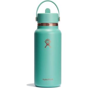 imageHydro Flask 32 Oz Wide Flex Straw Cap Bottle  Insulated Stainless Steel  Wide Straw Lid Non Spill Leakproof in Jelly PinkThyme Rose Gold