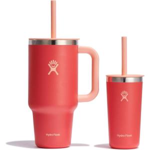 imageHydro Flask 40 Oz Travel Tumbler with Handle Lid and Straw  Insulated Stainless Steel in Jelly PinkBrightside