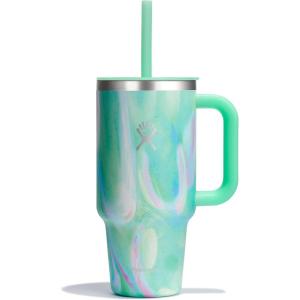 imageHydro Flask 40 Oz Travel Tumbler with Handle Lid and Straw  Insulated Stainless Steel in Jelly PinkJelly Green