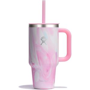 imageHydro Flask 40 Oz Travel Tumbler with Handle Lid and Straw  Insulated Stainless Steel in Jelly PinkJelly Pink