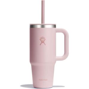imageHydro Flask 40 Oz Travel Tumbler with Handle Lid and Straw  Insulated Stainless Steel in Jelly PinkTonal Trillium
