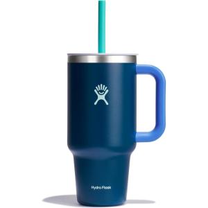 imageHydro Flask 40 Oz Travel Tumbler with Handle Lid and Straw  Insulated Stainless Steel in Jelly PinkWinter Night