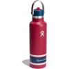 imageHydro Flask Water Bottle  Insulated Stainless Steel  Standard Mouth Flex Straw Lid Non Spill Leakproof and Refillable in 21 Oz Campus Red