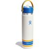 imageHydro Flask Water Bottle  Insulated Stainless Steel  Wide Mouth Flex Straw Lid Non Spill Leakproof and Refillable in 24 Oz Campus Ivory