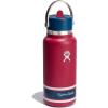 imageHydro Flask Water Bottle  Insulated Stainless Steel  Wide Mouth Flex Straw Lid Non Spill Leakproof and Refillable in 32 Oz Campus Red