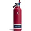imageHydro Flask Water Bottle  Insulated Stainless Steel  Standard Mouth Flex Straw Lid Non Spill Leakproof and Refillable in 21 Oz Campus Red