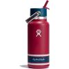 imageHydro Flask Water Bottle  Insulated Stainless Steel  Wide Mouth Flex Straw Lid Non Spill Leakproof and Refillable in 32 Oz Campus Red