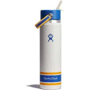 imageHydro Flask Water Bottle  Insulated Stainless Steel  Wide Mouth Flex Straw Lid Non Spill Leakproof and Refillable in 24 Oz Campus Ivory
