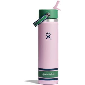 imageHydro Flask Water Bottle  Insulated Stainless Steel  Wide Mouth Flex Straw Lid Non Spill Leakproof and Refillable in 24 Oz Campus Pink