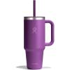 imageHydro Flask 40 Oz Travel Tumbler with Handle Lid and Straw  Insulated Stainless Steel in 32 Oz Beachplum Purple