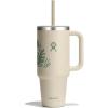 imageHydro Flask 40 Oz Travel Tumbler with Handle Lid and Straw  Insulated Stainless Steel in 32 Oz Botanical Bliss Coconut