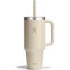imageHydro Flask 40 Oz Travel Tumbler with Handle Lid and Straw  Insulated Stainless Steel in 32 Oz Coconut Cream