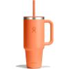 imageHydro Flask 40 Oz Travel Tumbler with Handle Lid and Straw  Insulated Stainless Steel in 32 Oz Nectar Orange