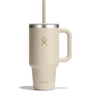 imageHydro Flask 32 Oz Travel Tumbler with Handle Lid and Straw  Insulated Stainless Steel in 32 Oz Coconut Cream