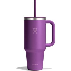 imageHydro Flask 40 Oz Travel Tumbler with Handle Lid and Straw  Insulated Stainless Steel in 32 Oz Beachplum Purple