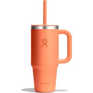 imageHydro Flask 24 Oz Travel Tumbler with Handle Lid and Straw  Insulated Stainless Steel in 24 Oz Nectar Orange
