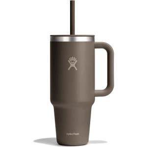 imageHydro Flask 40 Oz Travel Tumbler with Handle Lid and Straw  Insulated Stainless Steel in 32 Oz Sandpiper