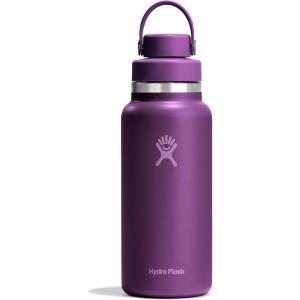 imageHydro Flask Water Bottle  Insulated Stainless Steel  Wide Mouth Flex Chug Lid Non Spill Leakproof in 32 Oz Beachplum Purple