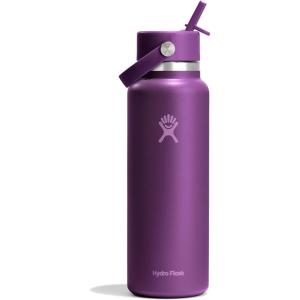 imageHydro Flask Water Bottle  Insulated Stainless Steel  Wide Straw Lid Non Spill Leakproof in 40 Oz Beachplum Purple