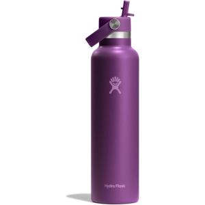 imageHydro Flask Water Bottle  Insulated Stainless Steel  Straw Lid Non Spill Leakproof in 24 Oz Beachplum Purple