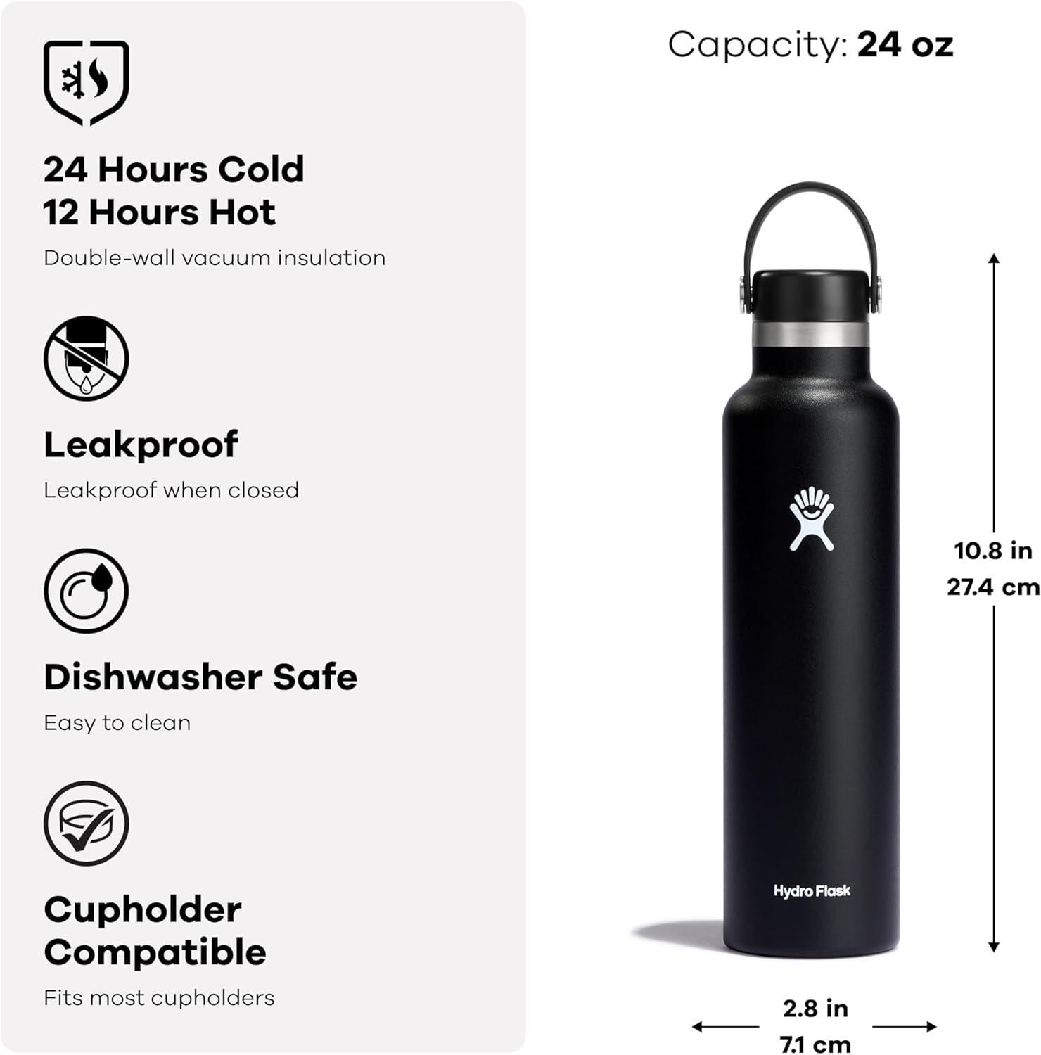 imageHYDRO FLASK Water Bottle  Insulated Stainless Steel  Non Spill Leakproof in 24 Oz Coconut Cream