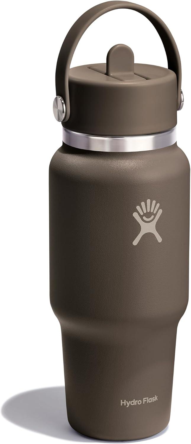 imageHydro Flask Travel Water Bottle  Insulated Stainless Steel  Wide Straw Lid Non Spill Leakproof in 24 Oz Sandpiper