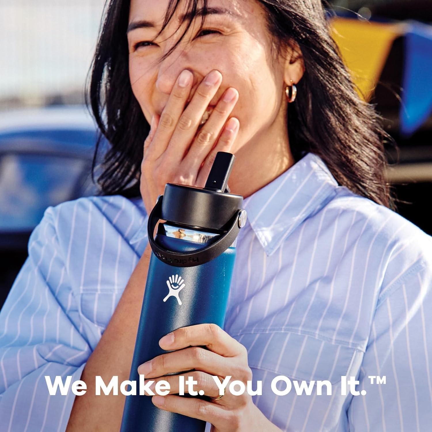 imageHydro Flask Water Bottle  Insulated Stainless Steel  Wide Straw Lid Non Spill Leakproof in 24 Oz Coconut Cream