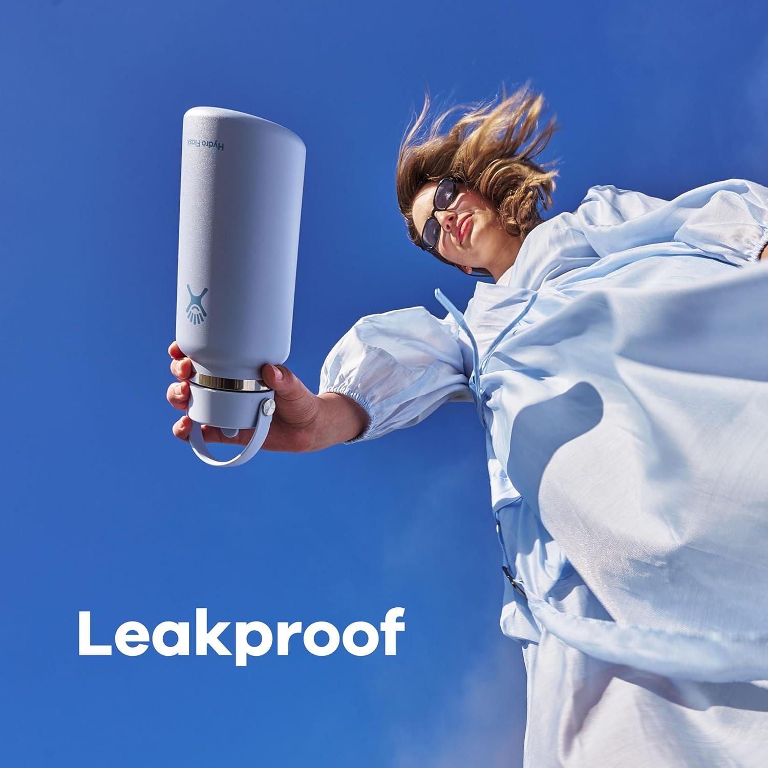 imageHydro Flask Water Bottle  Insulated Stainless Steel  Wide Straw Lid Non Spill Leakproof in 24 Oz Coconut Cream