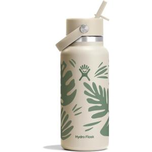 imageHydro Flask Water Bottle  Insulated Stainless Steel  Wide Mouth Flex Straw Lid Non Spill Leakproof and Refillable in 32 Oz Botanical Bliss Coconut