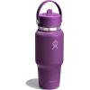 imageHydro Flask Travel Water Bottle  Insulated Stainless Steel  Wide Straw Lid Non Spill Leakproof in 32 Oz Oat TanBeachplum