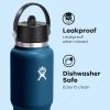 imageHydro Flask Travel Water Bottle  Insulated Stainless Steel  Wide Straw Lid Non Spill Leakproof in 32 Oz Oat TanIndigo