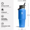 imageHydro Flask Travel Water Bottle  Insulated Stainless Steel  Wide Straw Lid Non Spill Leakproof in 32 Oz Oat TanIvory