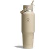 imageHydro Flask Travel Water Bottle  Insulated Stainless Steel  Wide Straw Lid Non Spill Leakproof in 32 Oz Oat TanOat