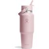 imageHydro Flask Travel Water Bottle  Insulated Stainless Steel  Wide Straw Lid Non Spill Leakproof in 32 Oz Oat TanTrillium
