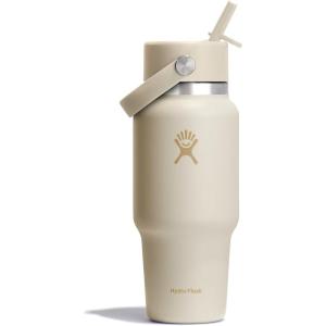 imageHydro Flask Travel Water Bottle  Insulated Stainless Steel  Wide Straw Lid Non Spill Leakproof in 32 Oz Oat TanCoconut