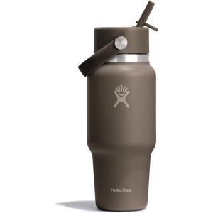 imageHydro Flask Travel Water Bottle  Insulated Stainless Steel  Wide Straw Lid Non Spill Leakproof in 32 Oz Oat TanSandpiper