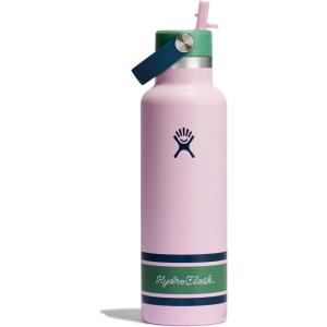 imageHydro Flask Water Bottle  Insulated Stainless Steel  Straw Lid Non Spill Leakproof 24 Oz Botanical Bliss CoconutCampus Pink