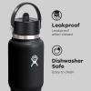 imageHydro Flask Travel Water Bottle  Insulated Stainless Steel  Wide Straw Lid Non Spill Leakproof in 32 Oz Oat TanBlack
