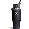 imageHydro Flask Travel Water Bottle  Insulated Stainless Steel  Wide Straw Lid Non Spill Leakproof in 32 Oz Oat TanBlack