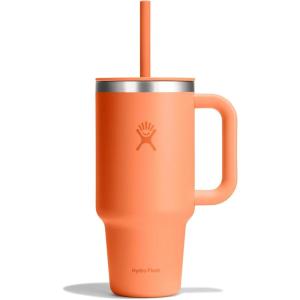 imageHydro Flask 32 Oz Travel Tumbler with Handle Lid and Straw  Insulated Stainless Steel in 32 Oz Nectar Orange