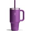 imageHydro Flask 40 Oz Travel Tumbler with Handle Lid and Straw  Insulated Stainless Steel in 40 Oz Glimmer CreamBeachplum